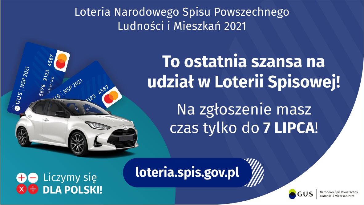 Na niebieskim tle samochód i logo NSP2021