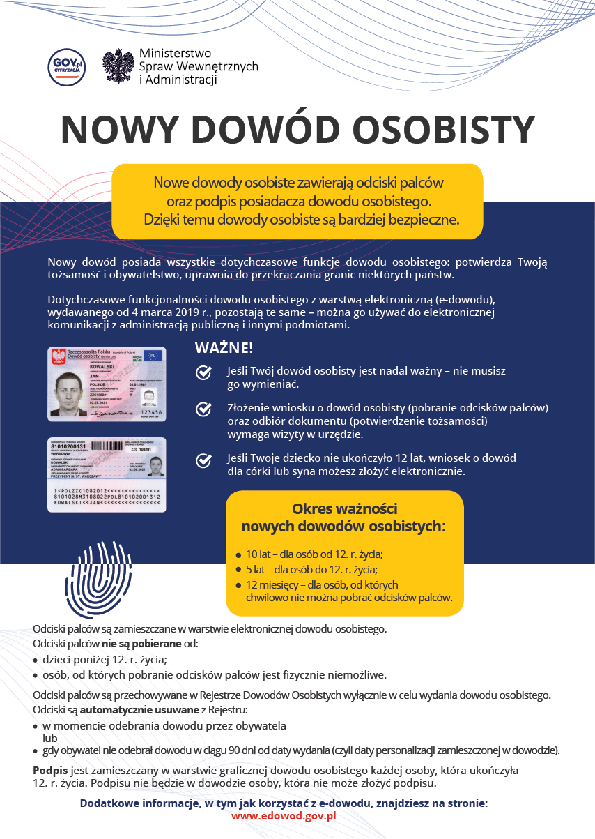 Plakat informacyjny Nowy dowód osobisty