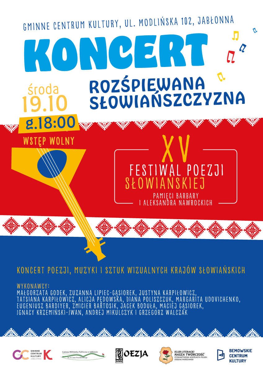 W środę, 19.10.2022 r. Gminna Biblioteka Publiczna w Jabłonnie  zaprasza na koncert koncert 