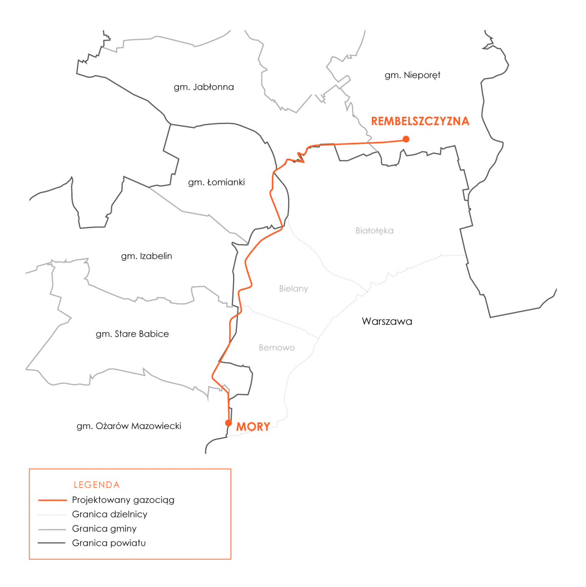 mapa przebiegu gazociągu