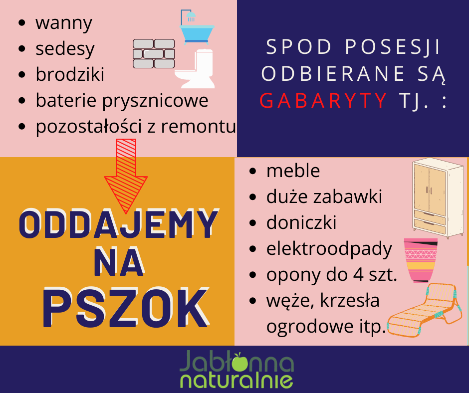 Infografika na temat odbioru odpadów gabarytowych w Gminie Jabłonna