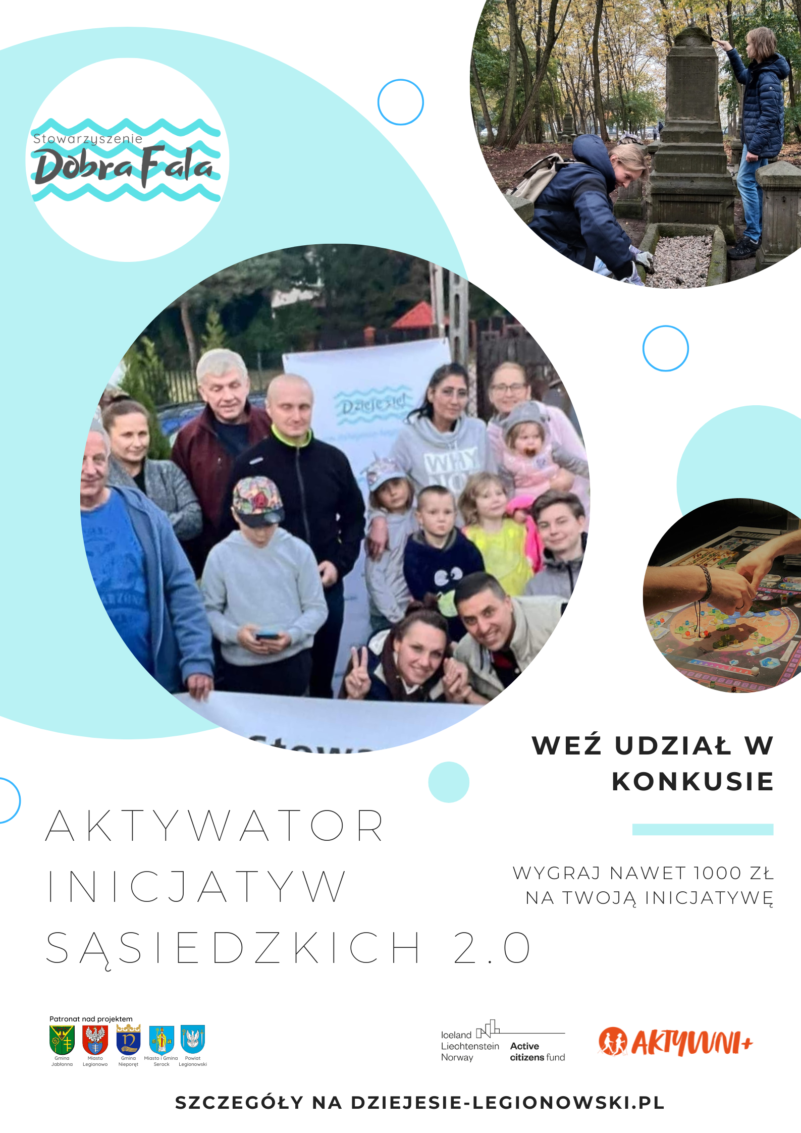 Plakat informujący o konkursie Aktywator Inicjatyw Sąsiedzkich